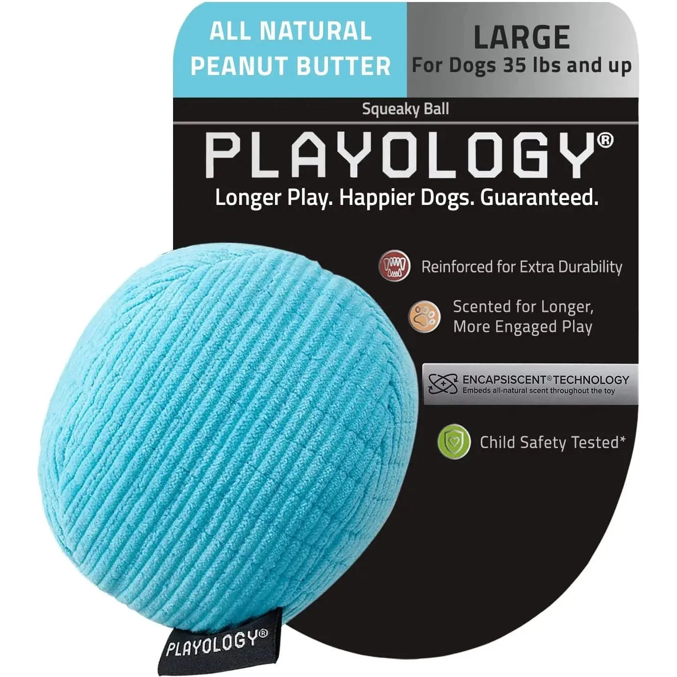 Playology Plush Squeaky Ball Dog Toy for Moderate Chewers, Large