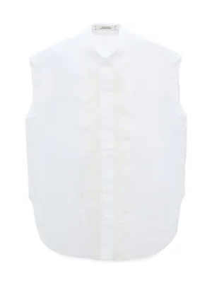 Poplin Power Sleeveless Blouse With Lace
