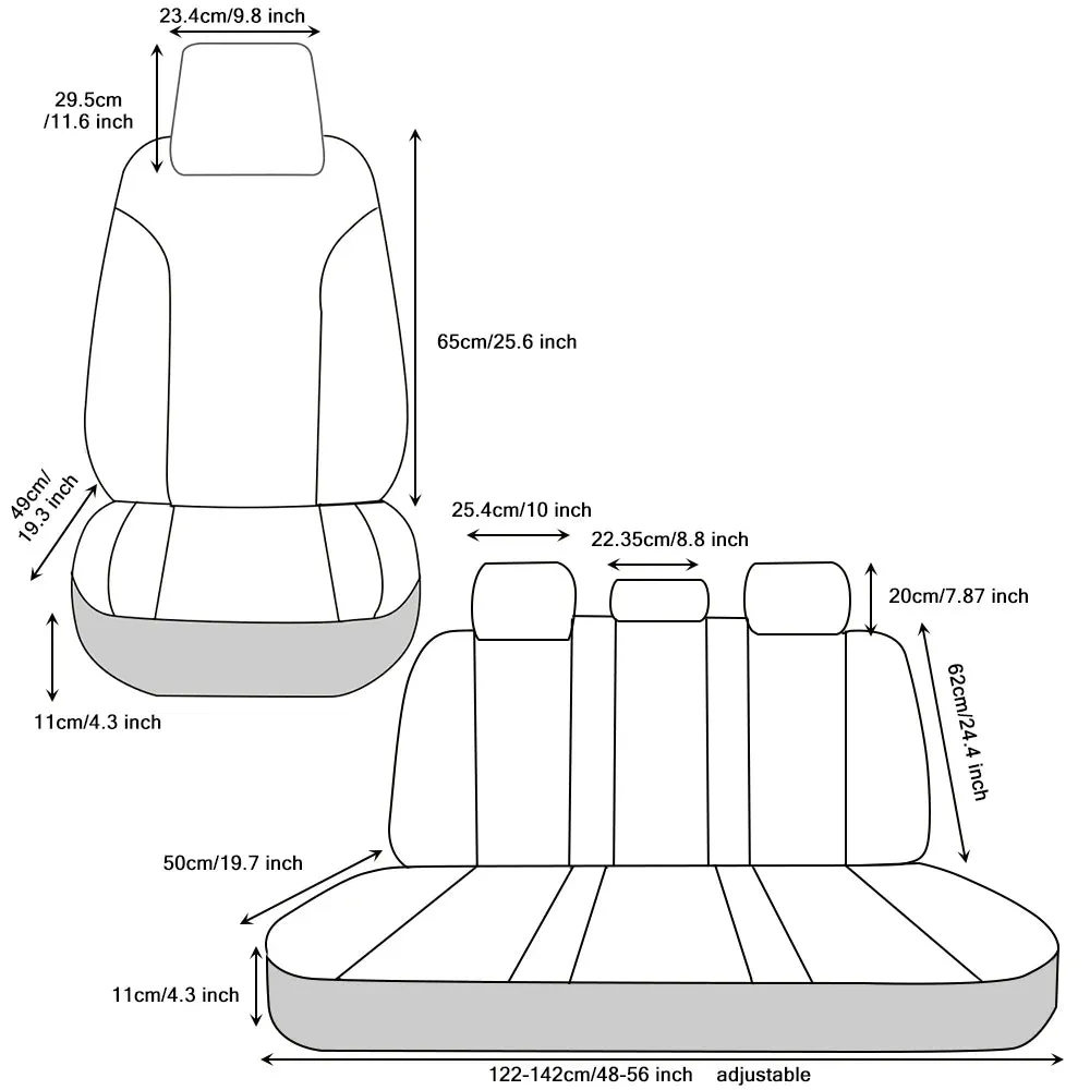 PU Leather Car Seat Covers for Five Seats – Black, Waterproof with Headrest and Lumbar Support 09