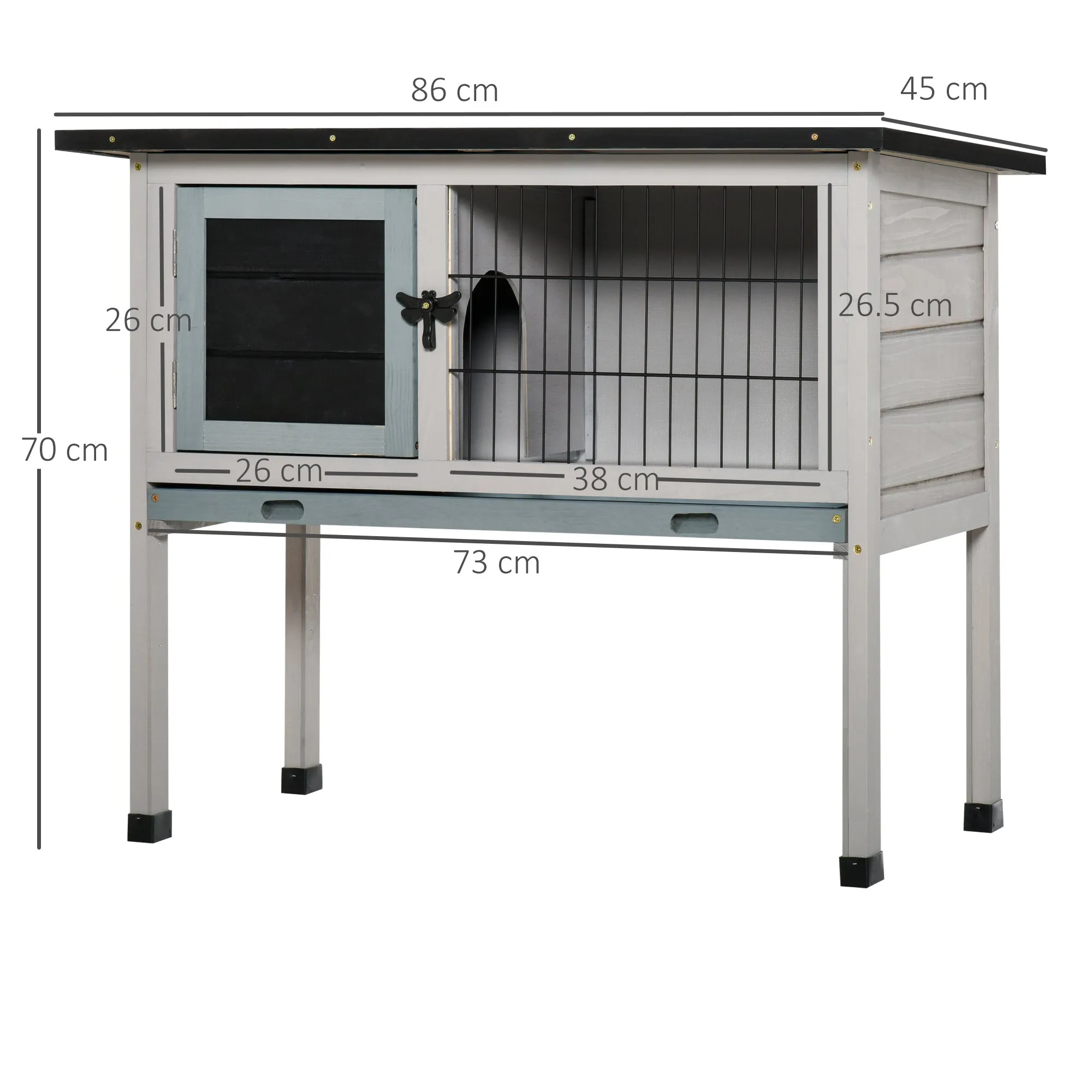 Rabbit's Elevated Fir Wood Outdoor Hutch Grey