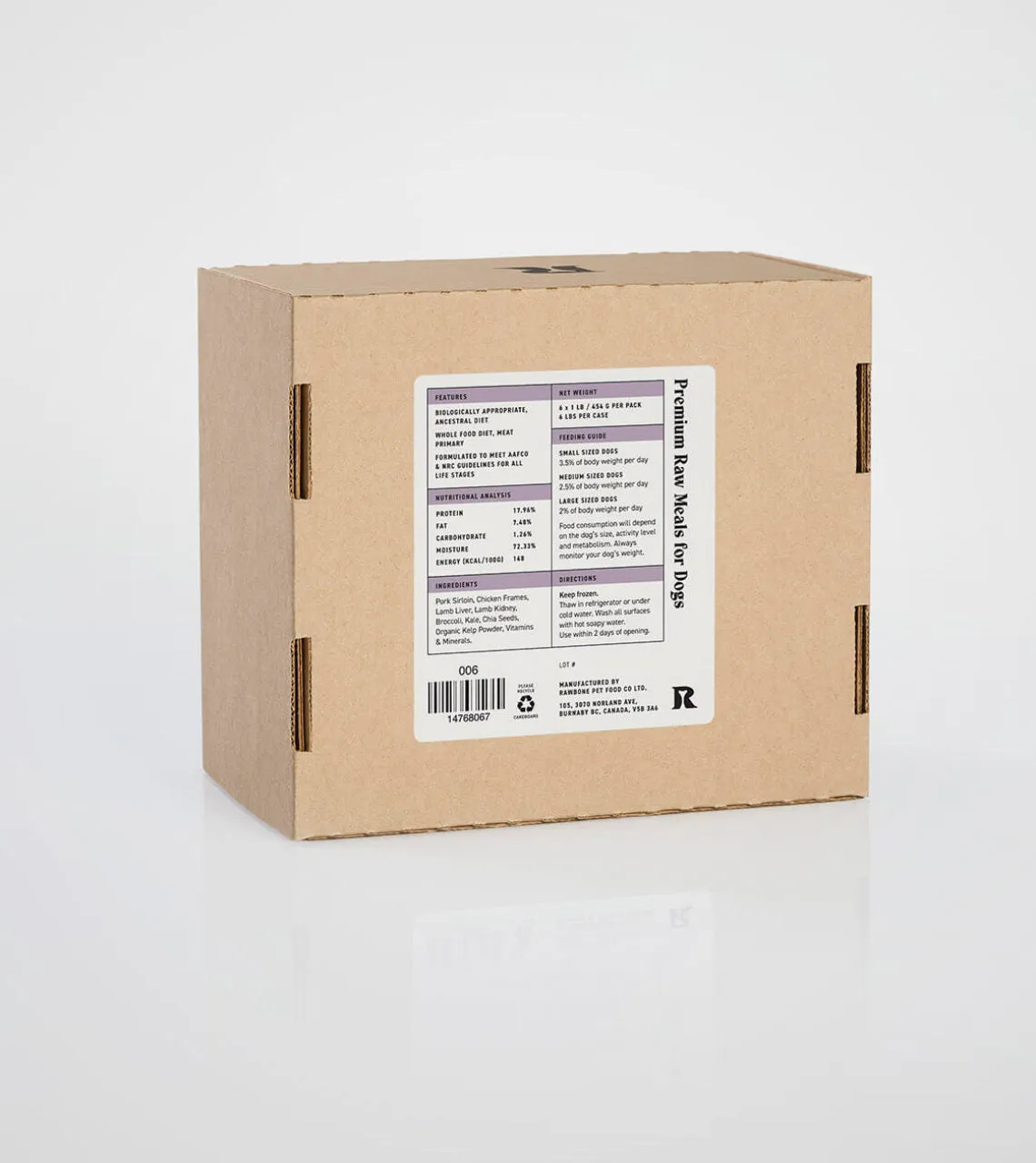 Rawbone Single Protein Pork Complete Meals (FROZEN)