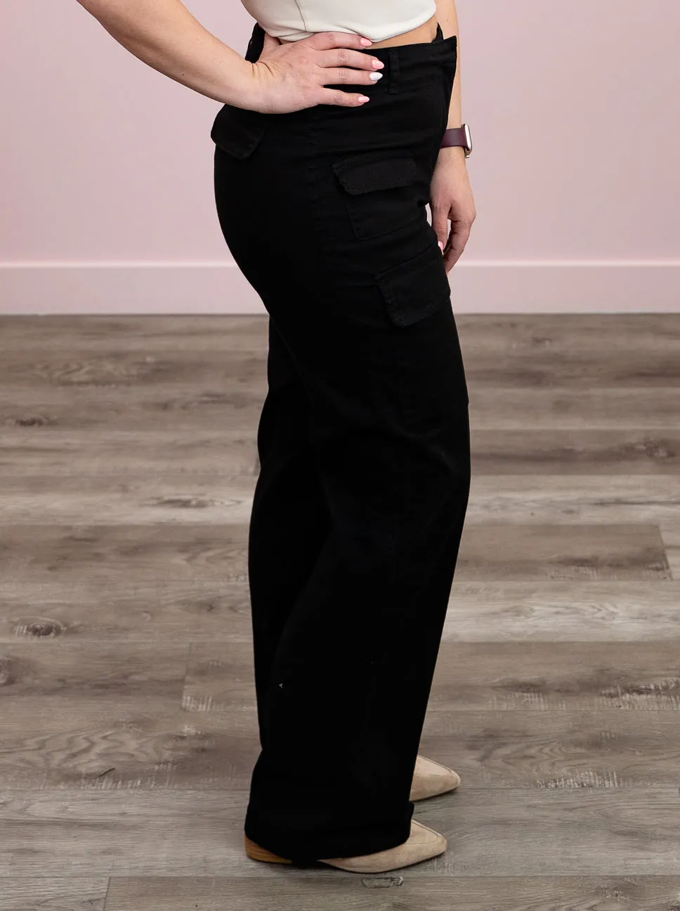 RD Style | Carrie Asymmetrical Cargo Pocket Pant | Black