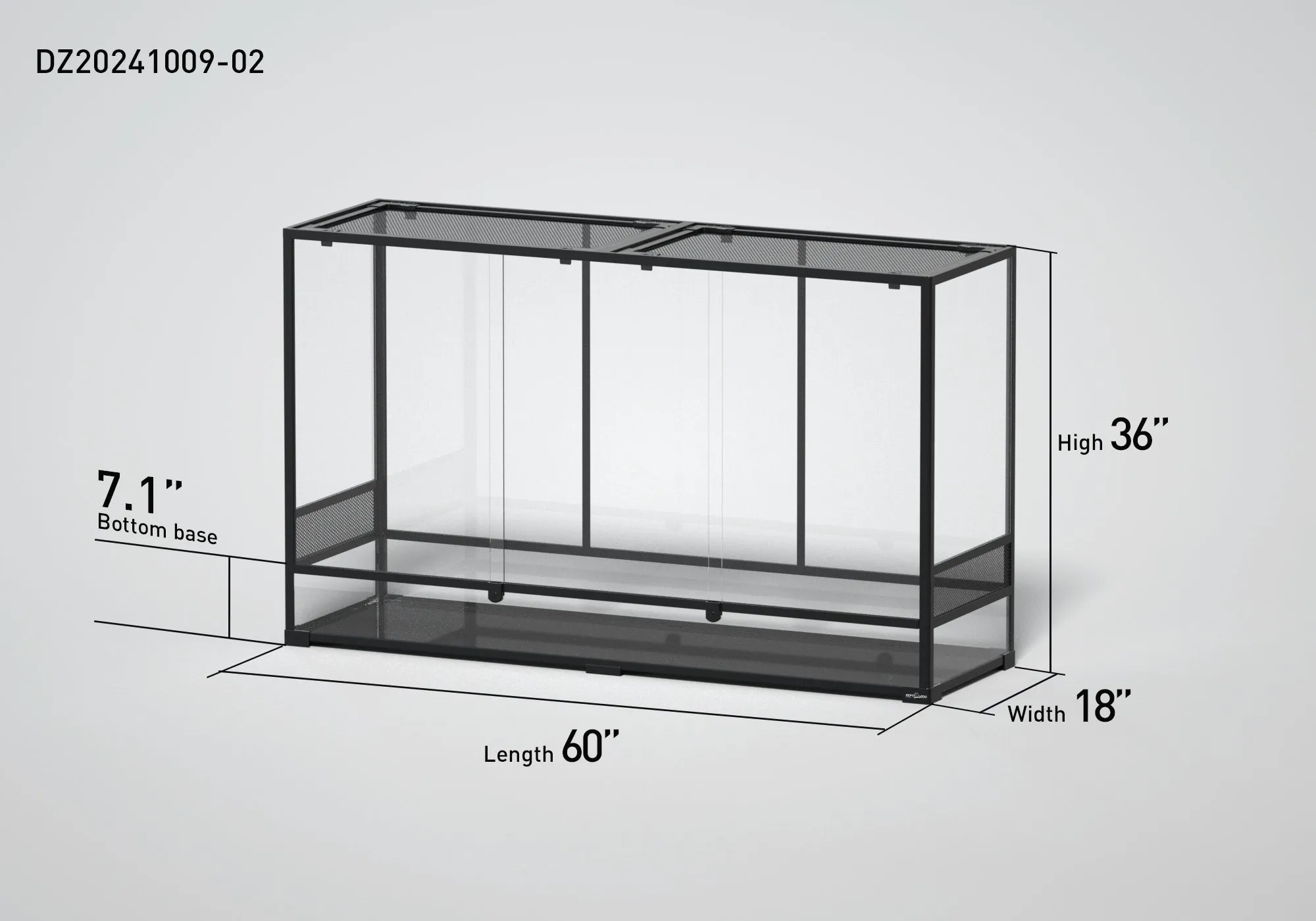 REPTI ZOO 168 Gallon 60" x 18"x 36" Glass Reptile Terrarium with Sliding Door Custom Reptile Tank (customed reptile cage)