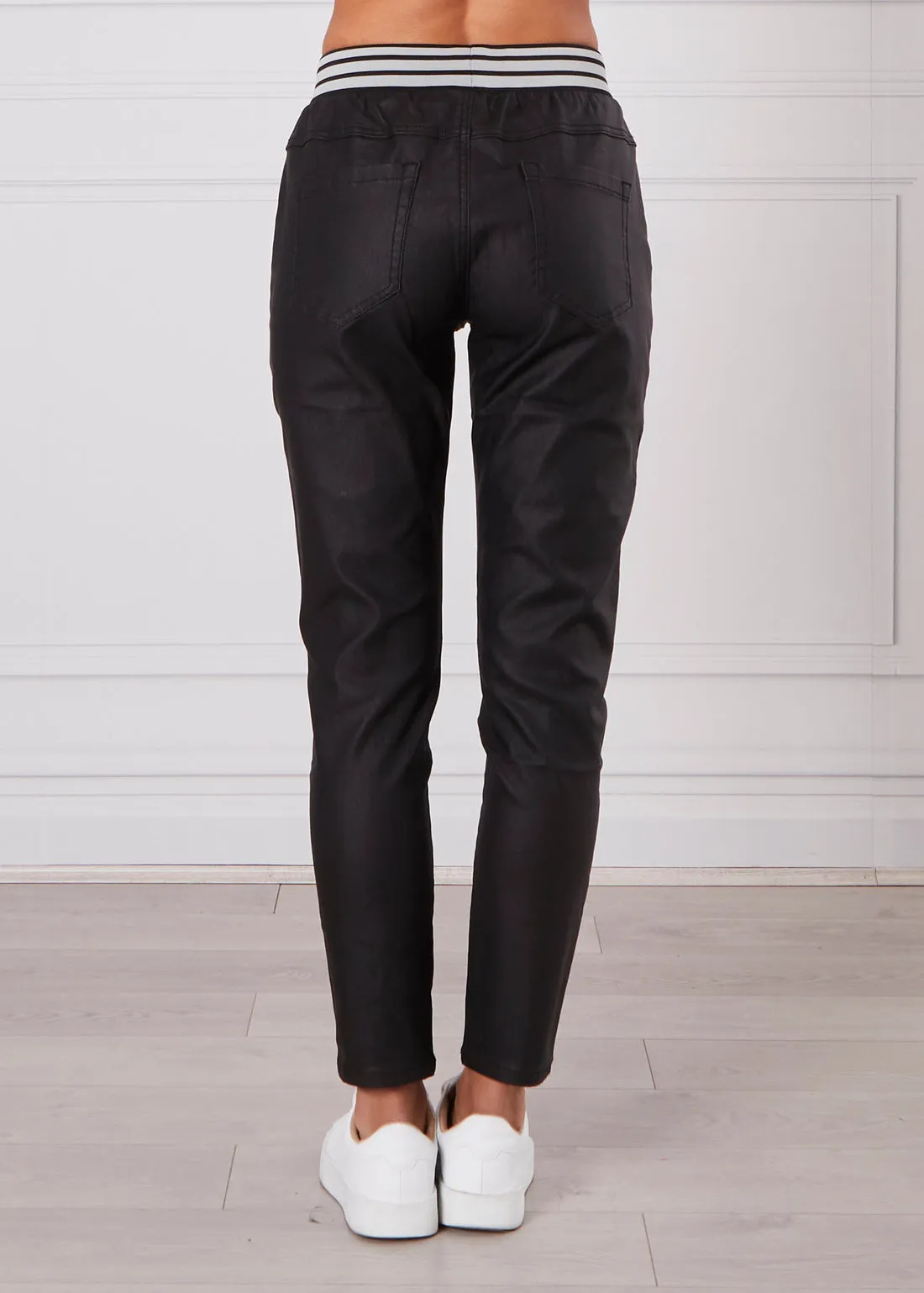 Riley Wet Look Joggers - Black
