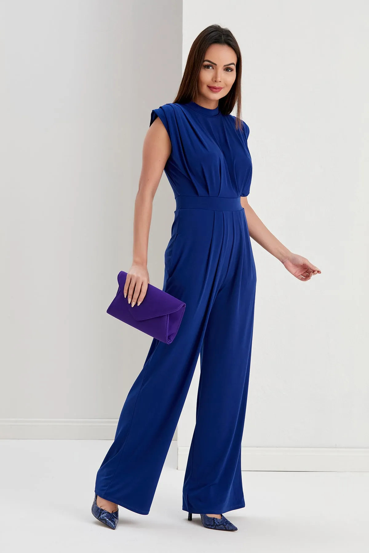 Sarry High neck Jumpsuit in Sax