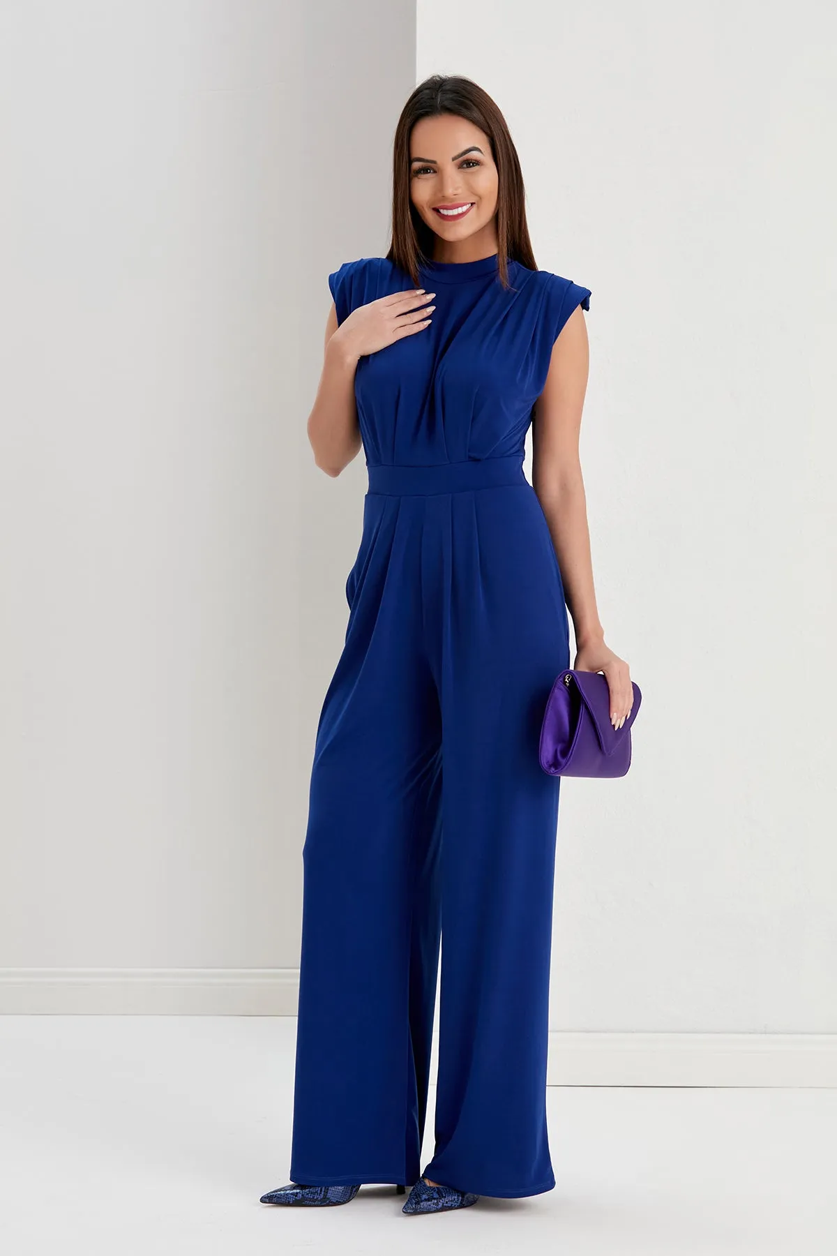 Sarry High neck Jumpsuit in Sax