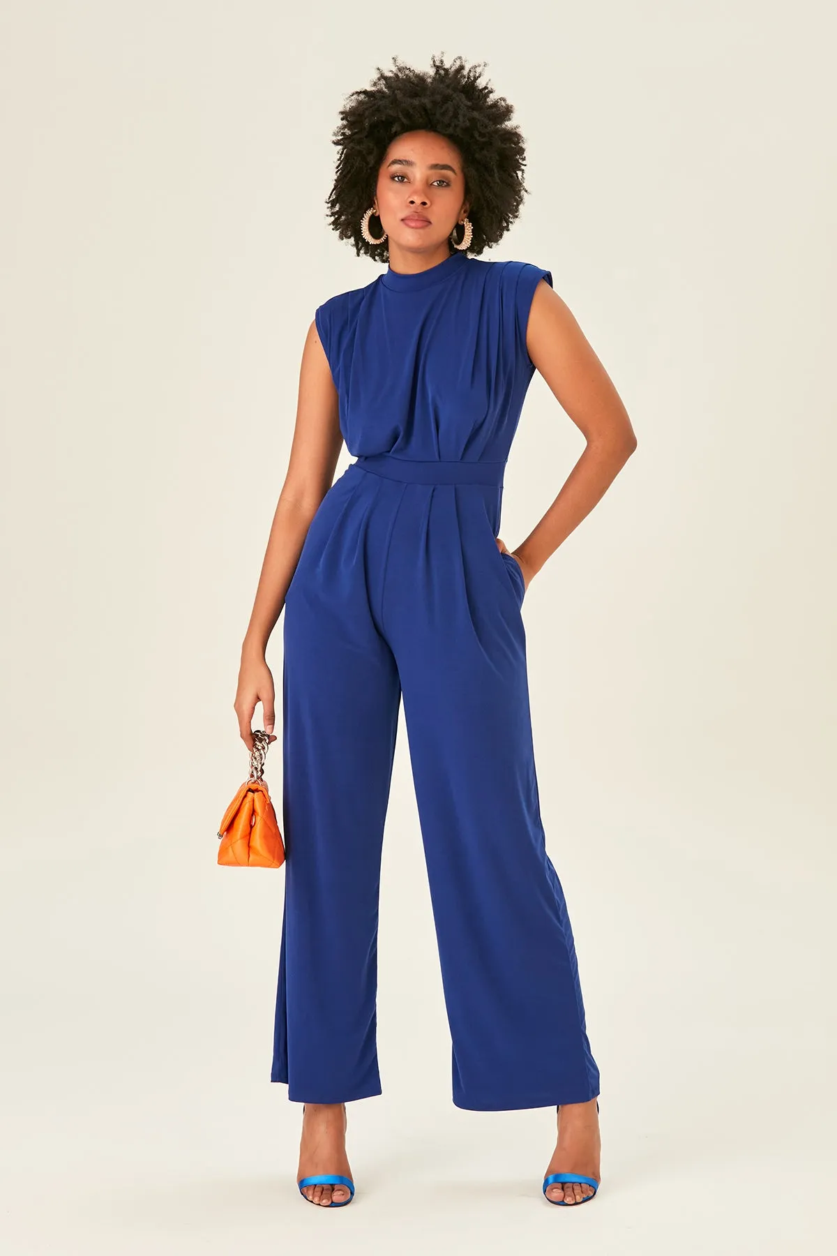 Sarry High neck Jumpsuit in Sax