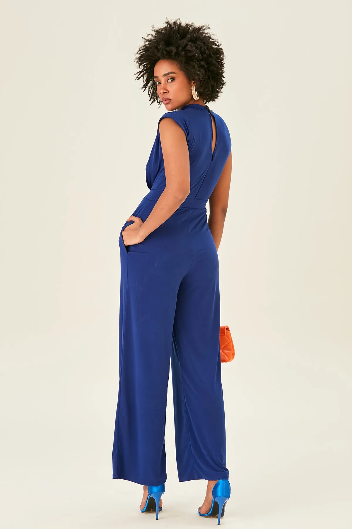 Sarry High neck Jumpsuit in Sax