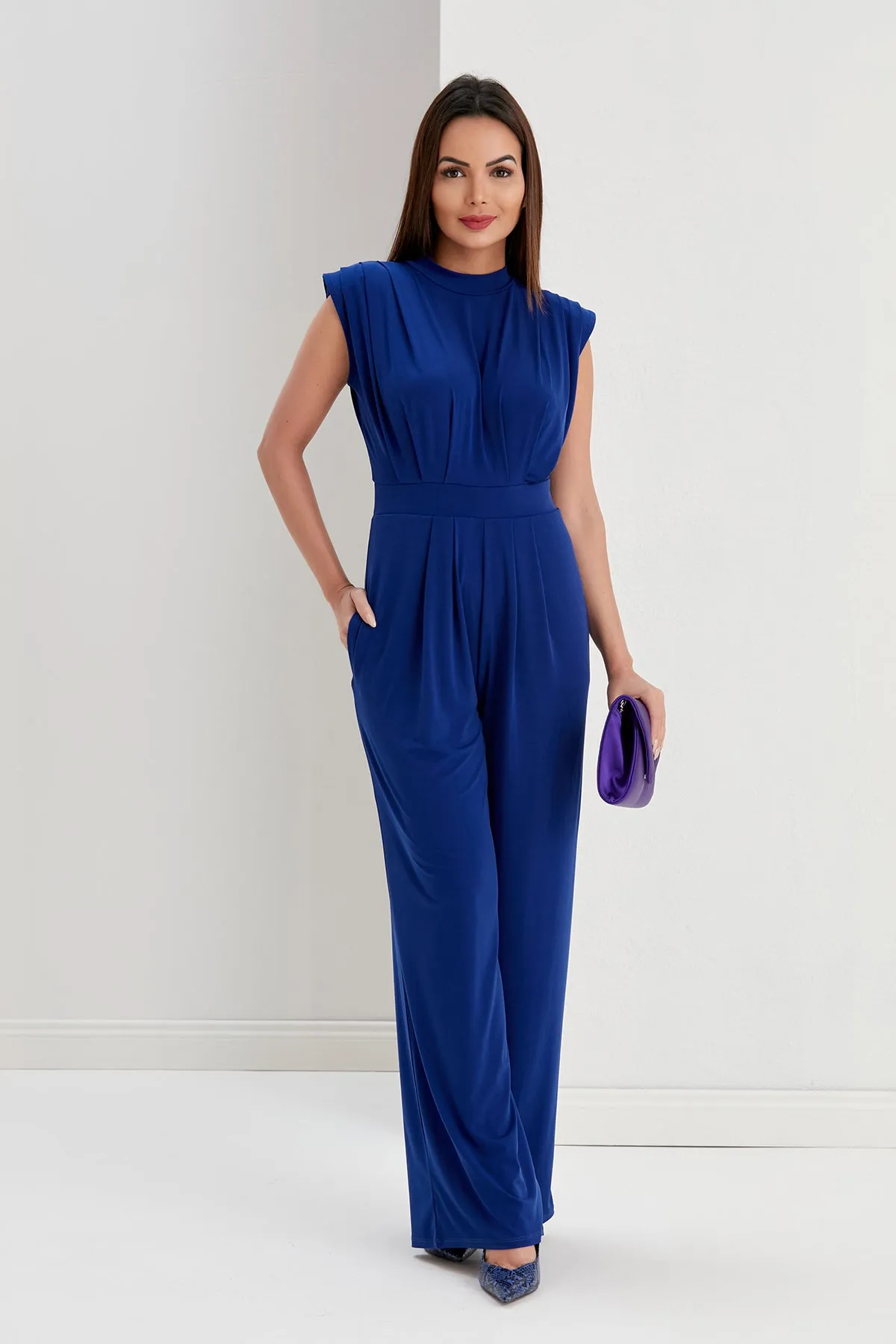Sarry High neck Jumpsuit in Sax