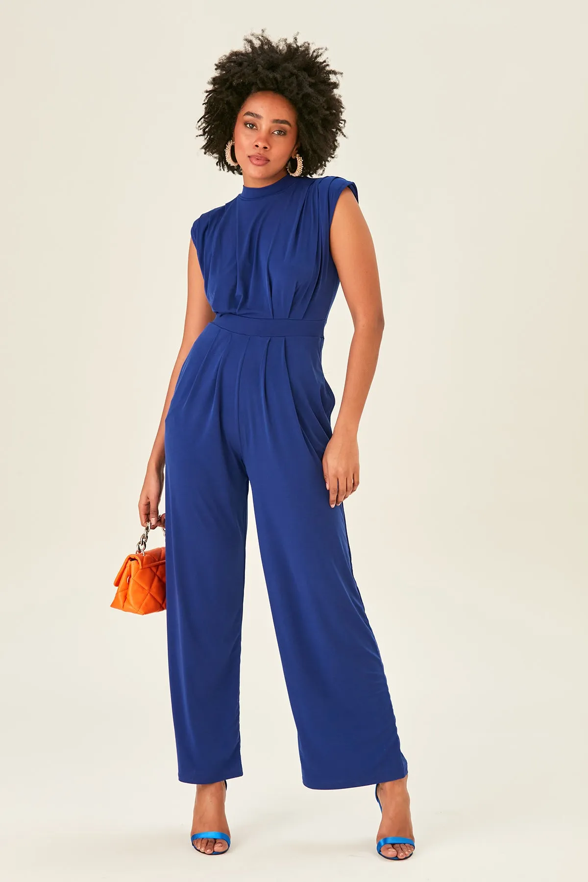 Sarry High neck Jumpsuit in Sax