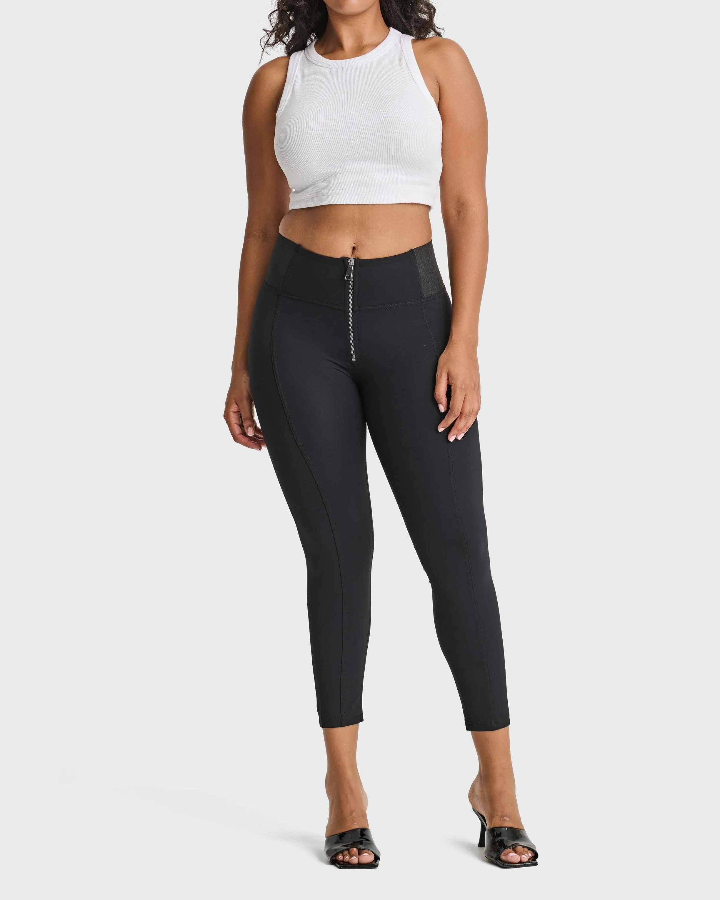 Slim Zipper Peach Butt Legging With Stretch