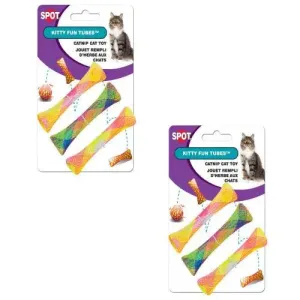 SPOT Kitty Fun Tubes Cat Toys Multi, 3.25 Inches 2-Pack