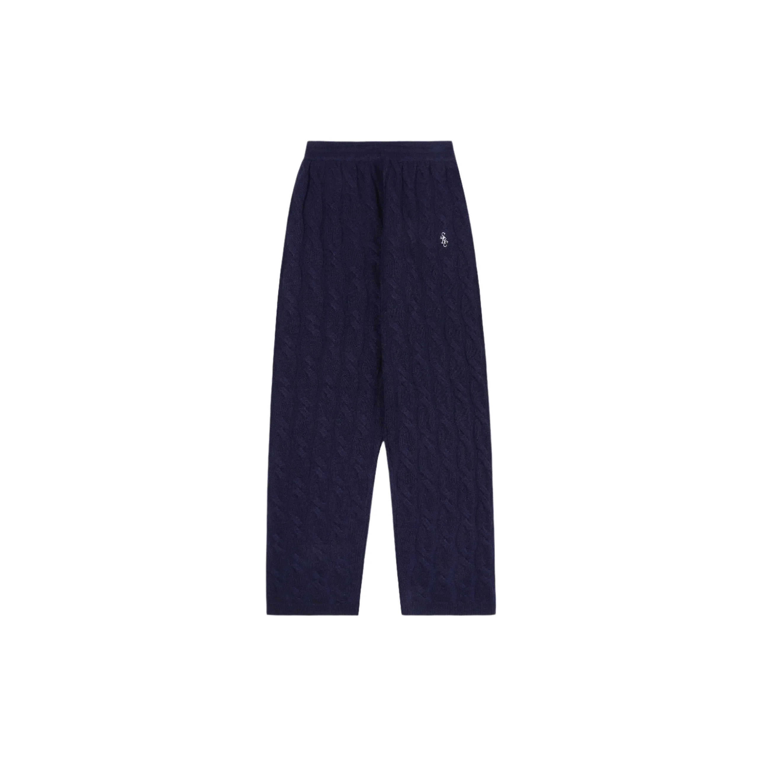 SRC Cable-knit Cashmere Trousers (Navy)