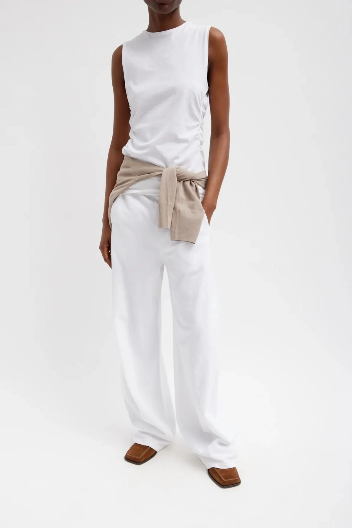 Tibi Summer Sweatshirting Winslow Pant - White
