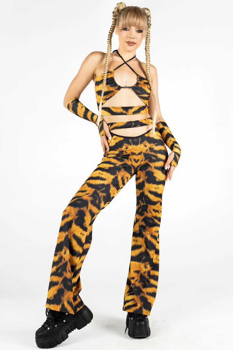 Tiger Cut Out Flare Pants