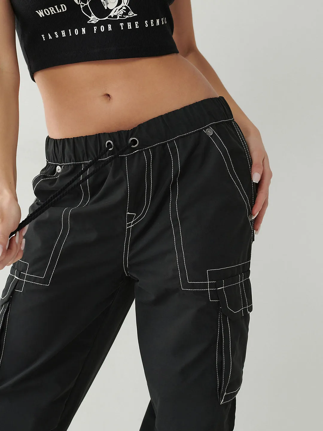 True Religion Womens SN Bobbi Oversize Fit Black Mid Rise Jeans