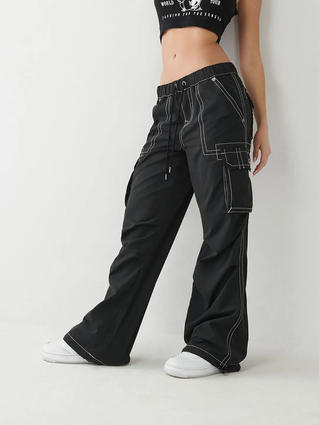 True Religion Womens SN Bobbi Oversize Fit Black Mid Rise Jeans