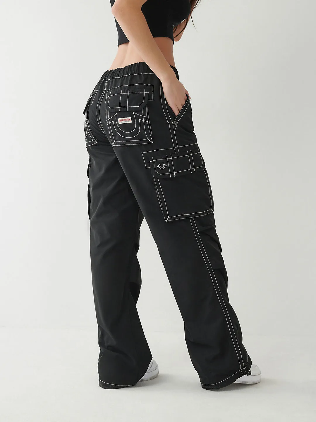 True Religion Womens SN Bobbi Oversize Fit Black Mid Rise Jeans