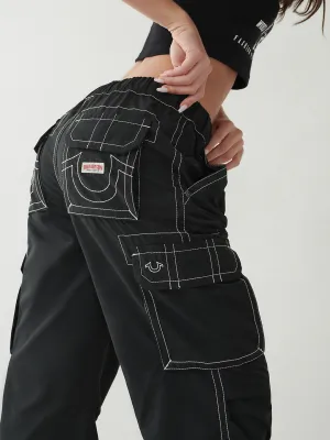 True Religion Womens SN Bobbi Oversize Fit Black Mid Rise Jeans