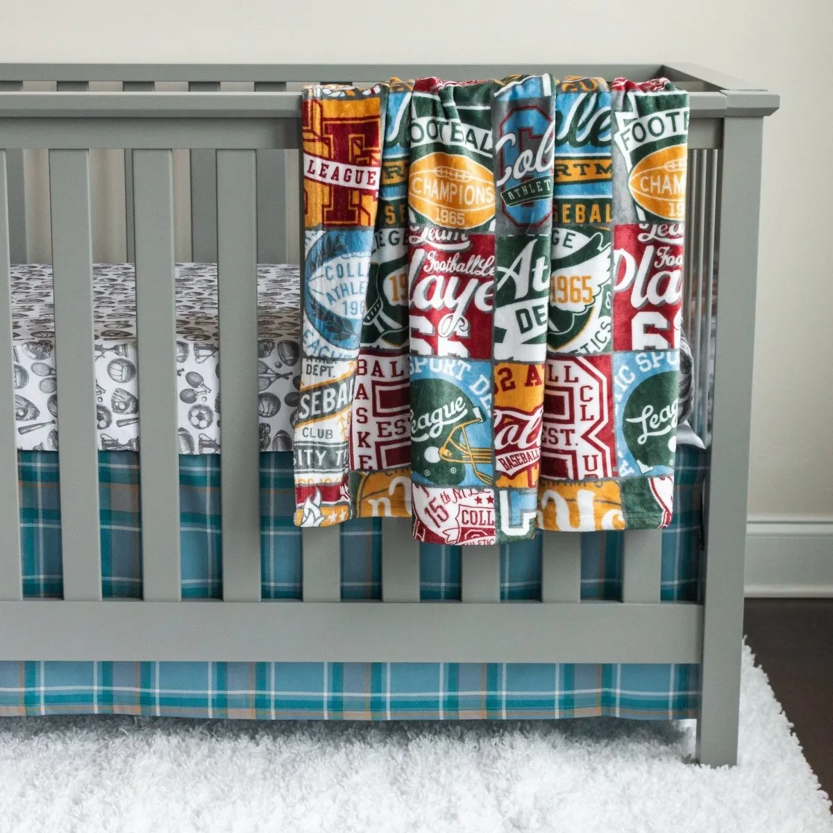 Vintage Sports Plaid Crib Skirt