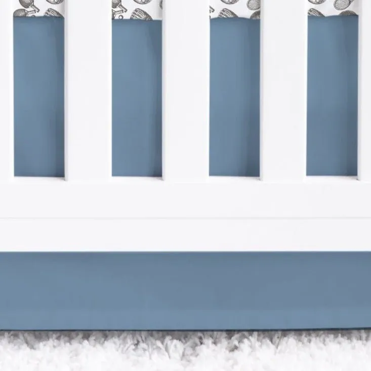 Vintage Sports Solid Blue Crib Skirt