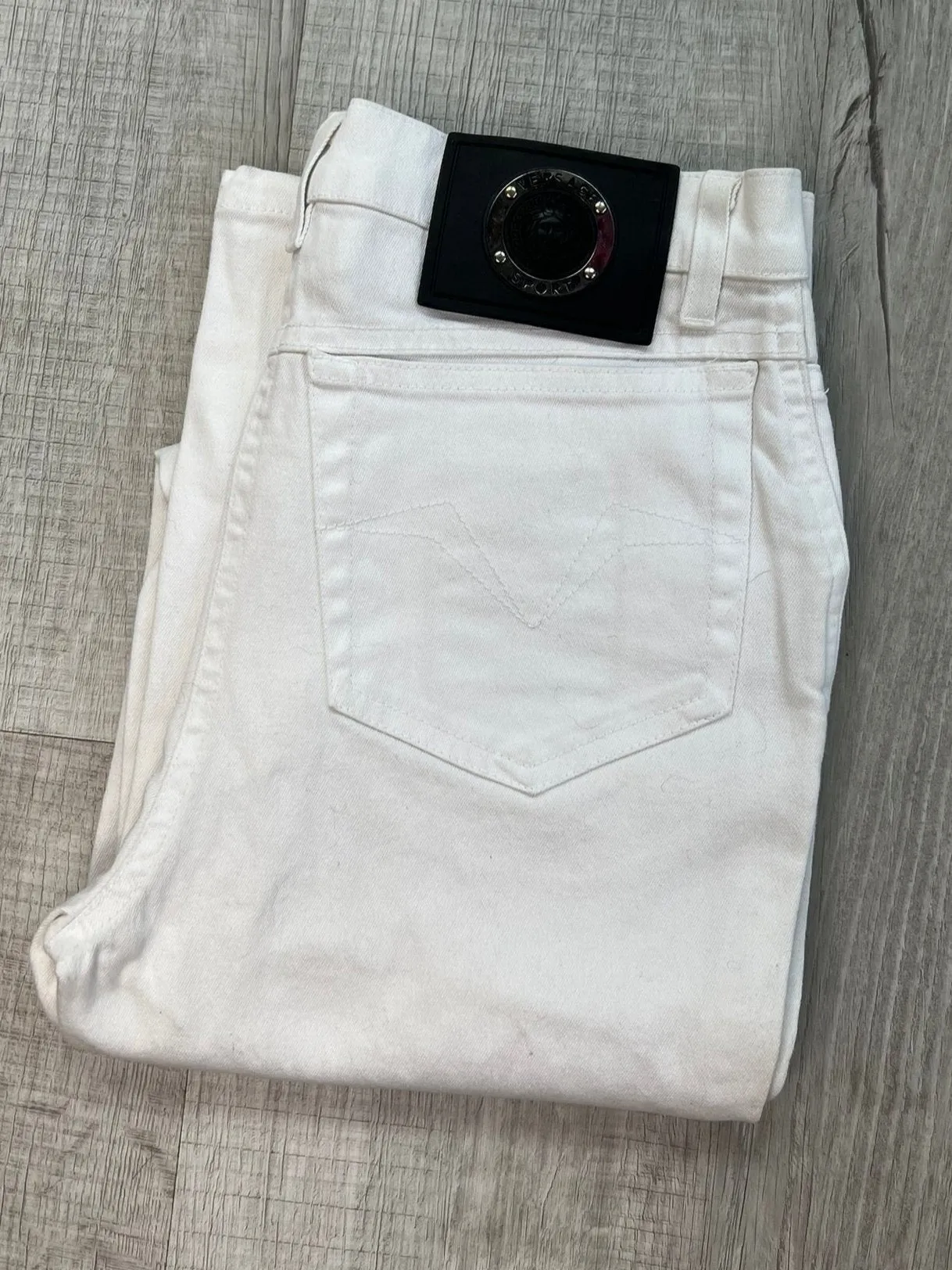 Vintage Versace Sport Slim Bootcut White Jeans - Made in Italy