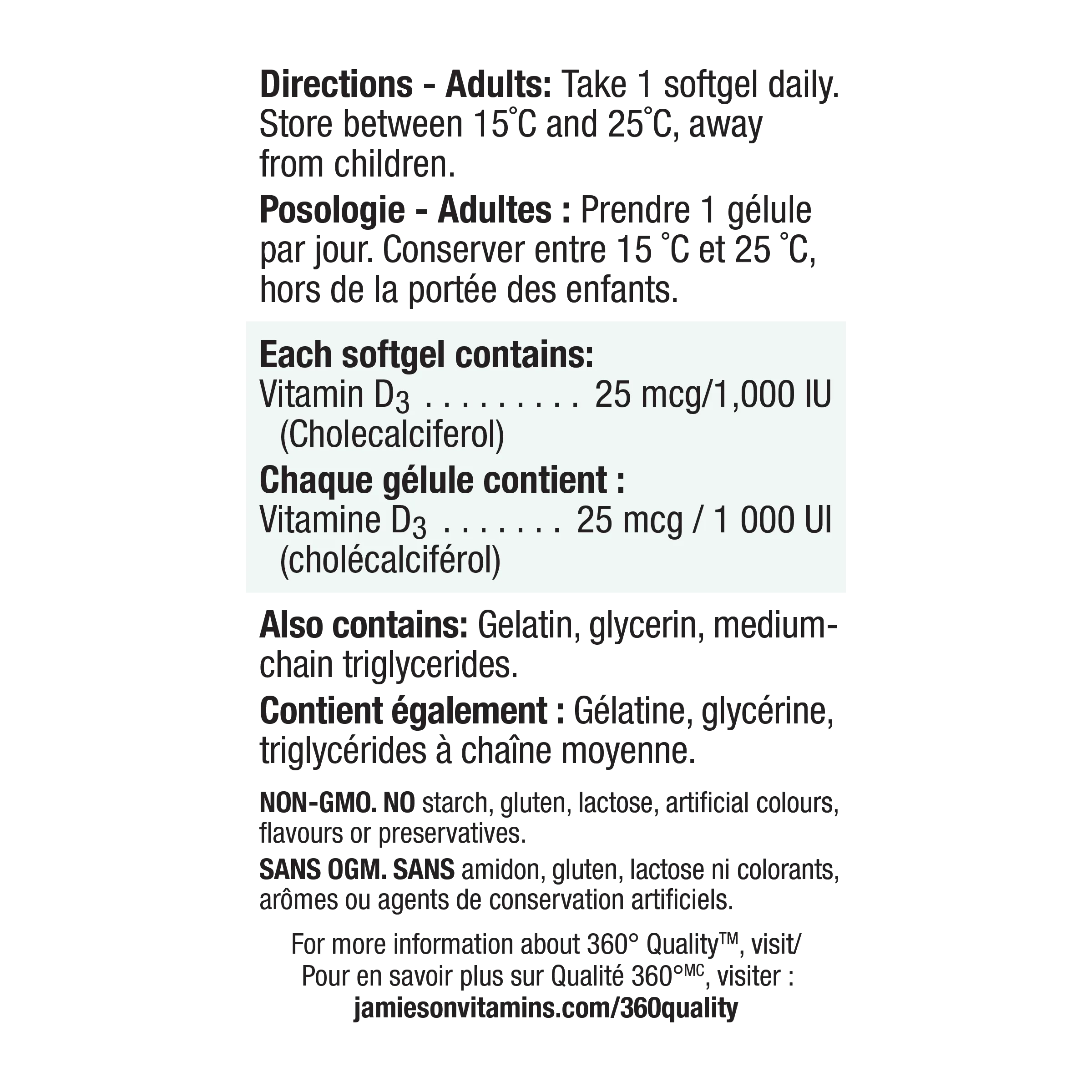 Vitamin D3 1,000 IU | Softgels
