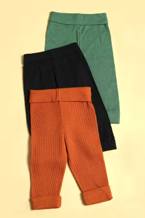 Waffle Weave Trousers - Rust-Black-Olive Green