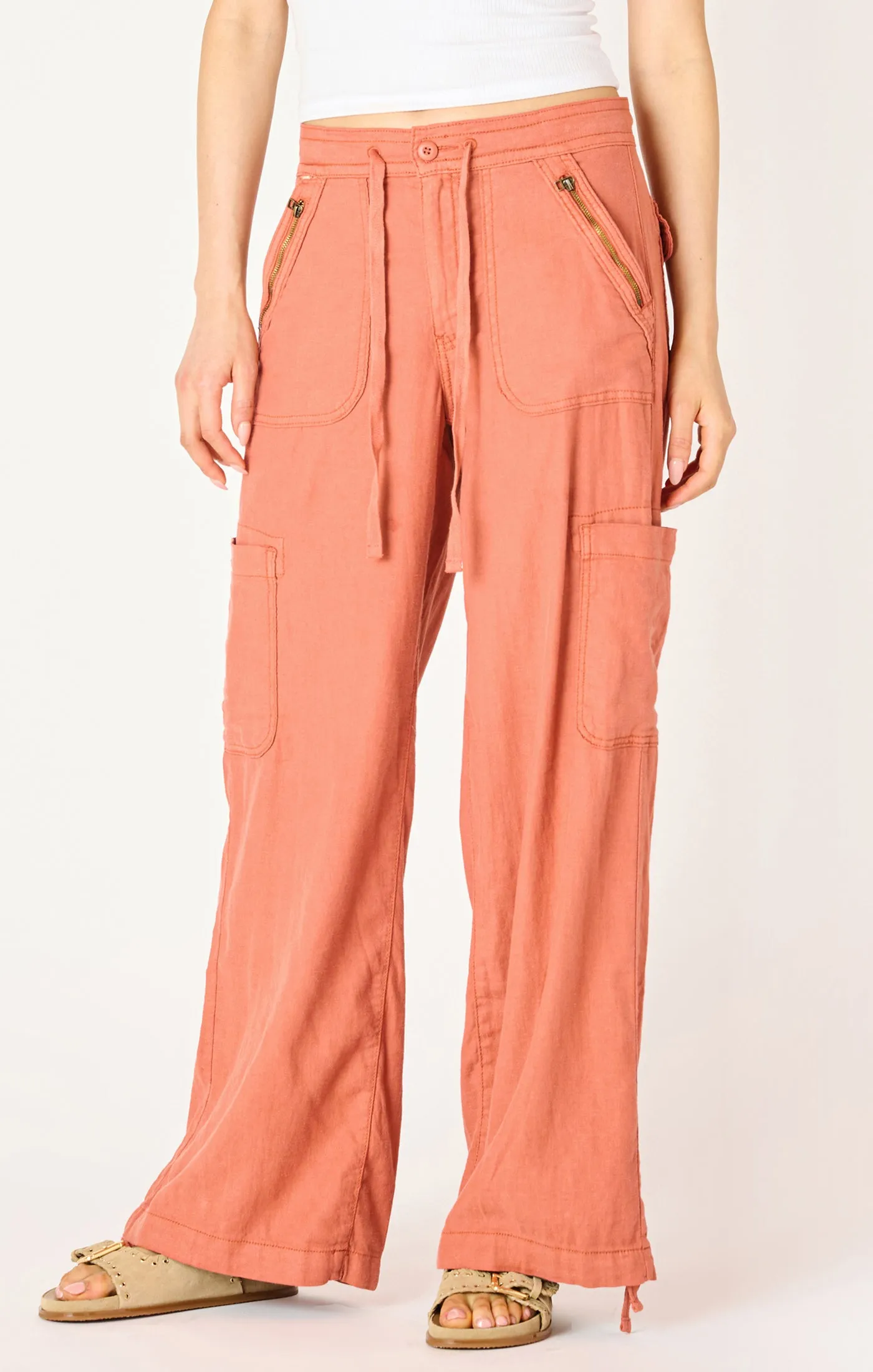 Wide Leg Cargo Pants - Terracotta