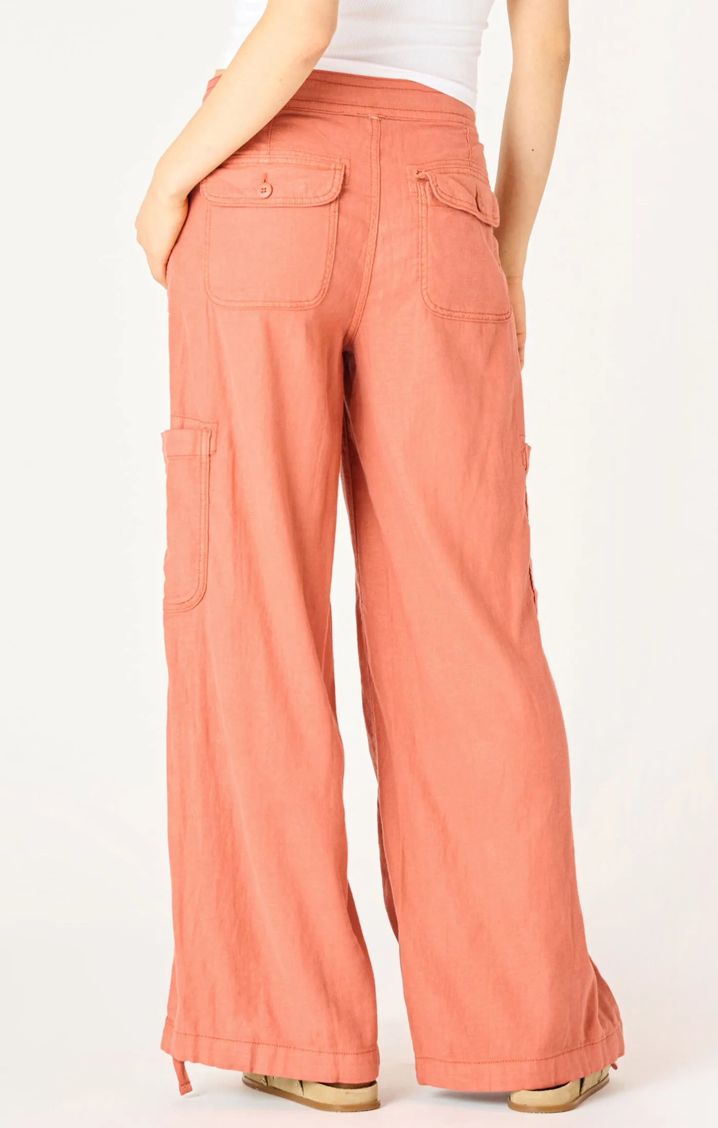 Wide Leg Cargo Pants - Terracotta