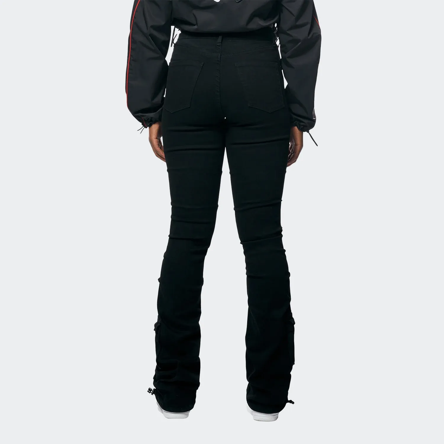 Women's Smoke Rise Red High Rise Stacked Utility Denim Pants Black