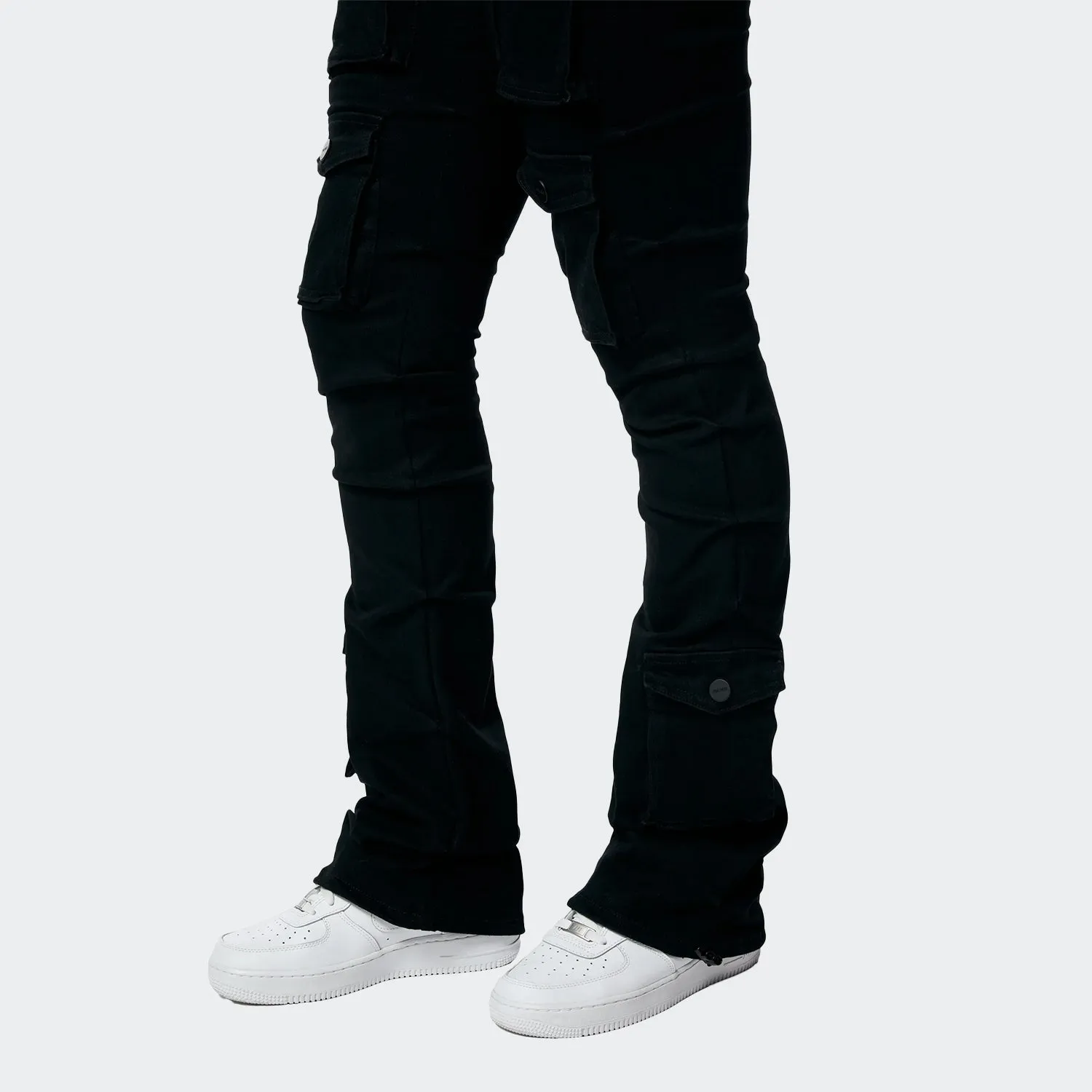 Women's Smoke Rise Red High Rise Stacked Utility Denim Pants Black