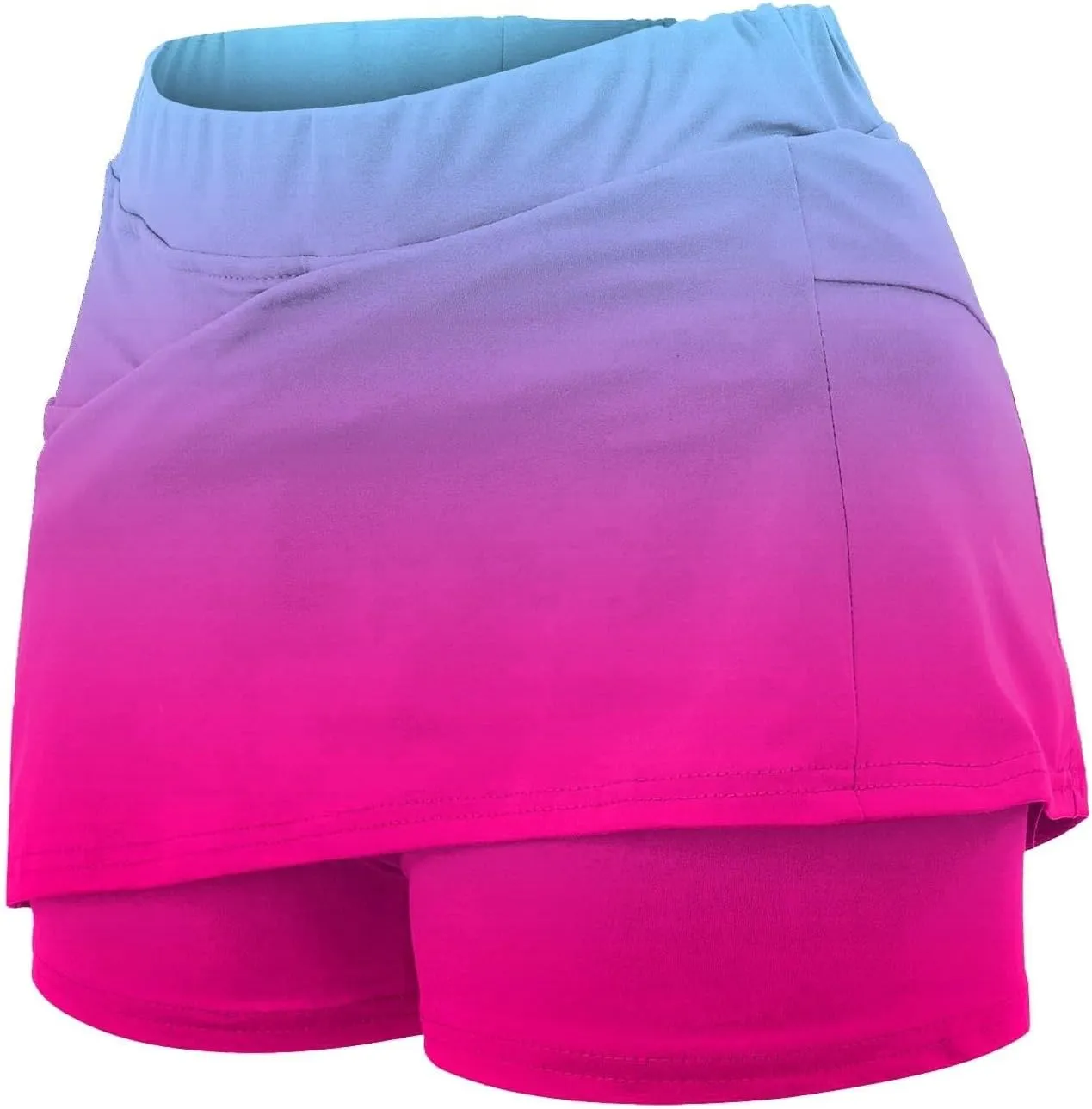 Women's Tennis Golf Skirts Gradient High Waisted Inner Shorts for Athletic Skorts with Pockets, S-5XL