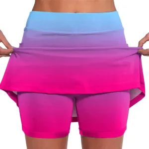 Women's Tennis Golf Skirts Gradient High Waisted Inner Shorts for Athletic Skorts with Pockets, S-5XL