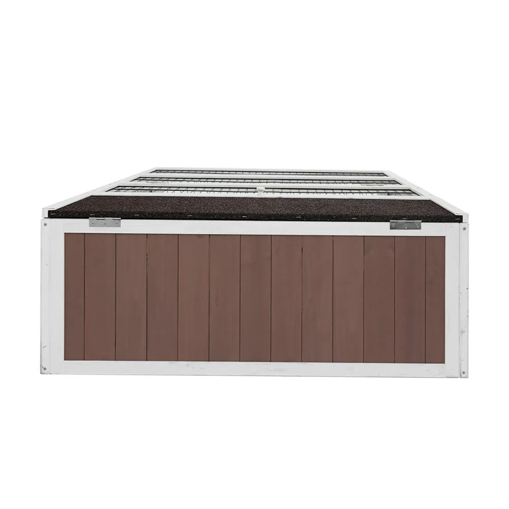 Wooden Rabbit Hutch Chicken Coop Run Cage Habitat House Outdoor Large - Charcoal Large