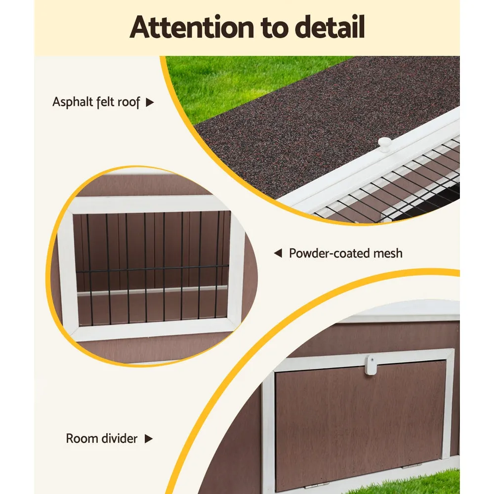 Wooden Rabbit Hutch Chicken Coop Run Cage Habitat House Outdoor Large - Charcoal Large