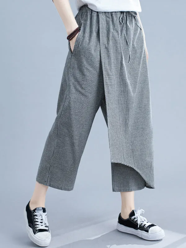 xakxx Original Plaid Irregularity Column Pants