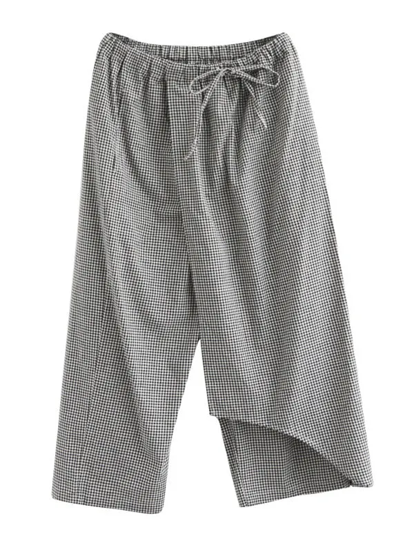 xakxx Original Plaid Irregularity Column Pants