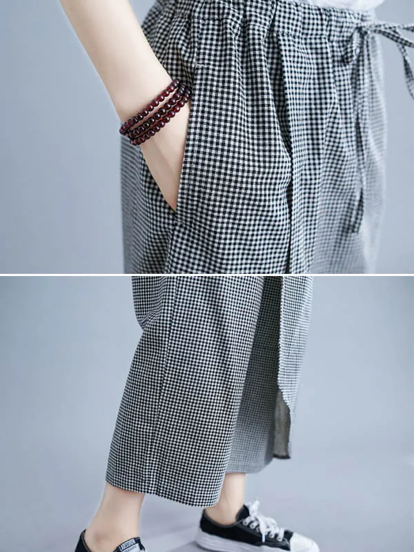 xakxx Original Plaid Irregularity Column Pants