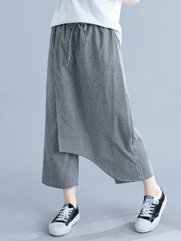 xakxx Original Plaid Irregularity Column Pants