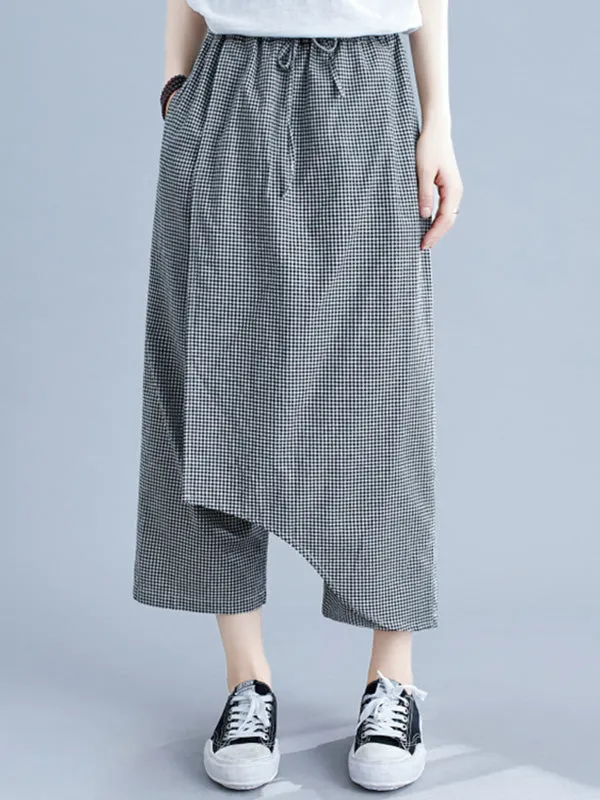 xakxx Original Plaid Irregularity Column Pants