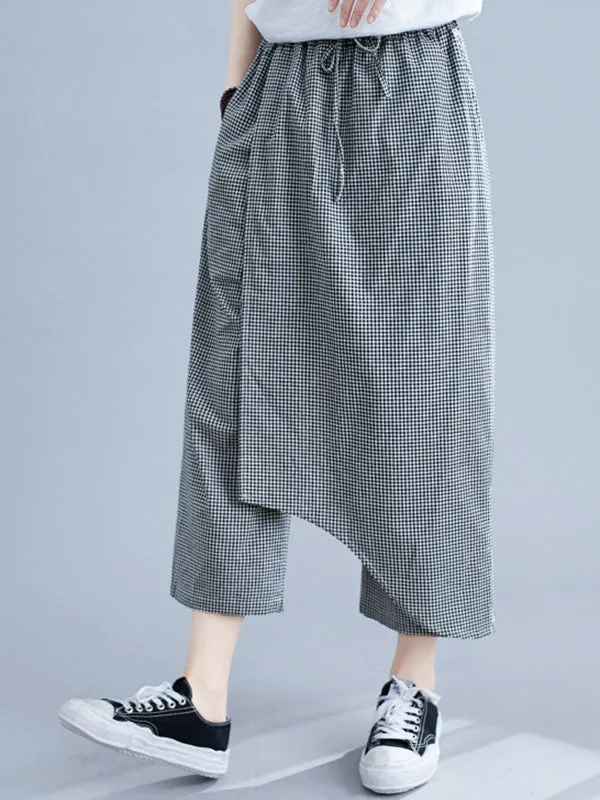 xakxx Original Plaid Irregularity Column Pants