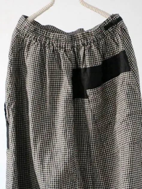 xakxx Vintage Plaid Split-joint Cropped Linen Pants