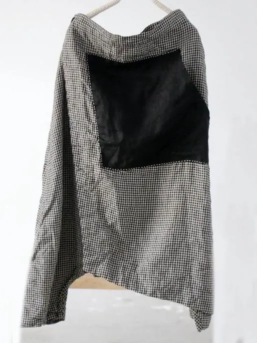 xakxx Vintage Plaid Split-joint Cropped Linen Pants